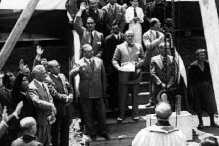 La posa della prima pietra di Littoria