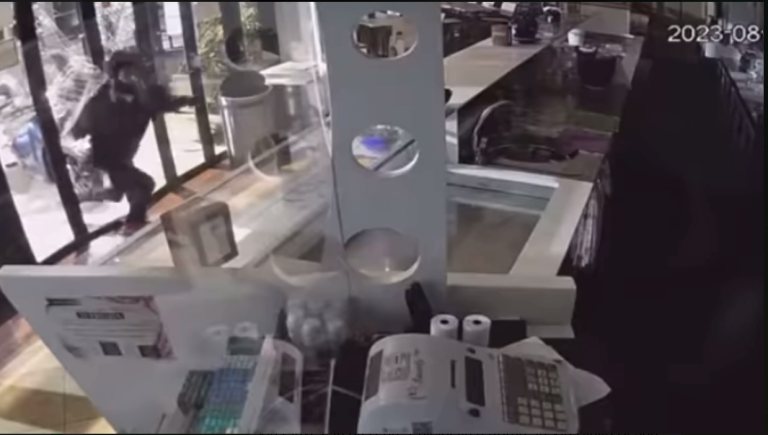 VIDEO – Motorino usato come ariete per fare irruzione nel bar; la scena ripresa dalla videosorveglianza
