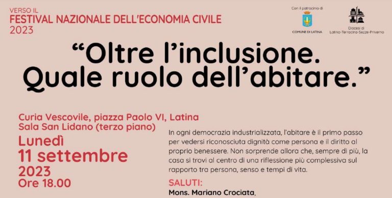 Oltre l’inclusione. Quale ruolo dell’abitare: a Latina l’evento pre-Festival dell’Economia Civile