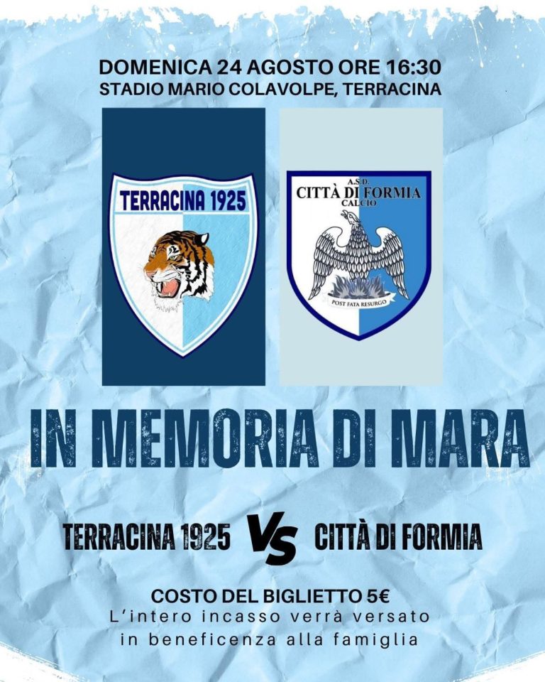 Domani l’amichevole tra Terracina e Città di Formia in ricordo di Mara Severin