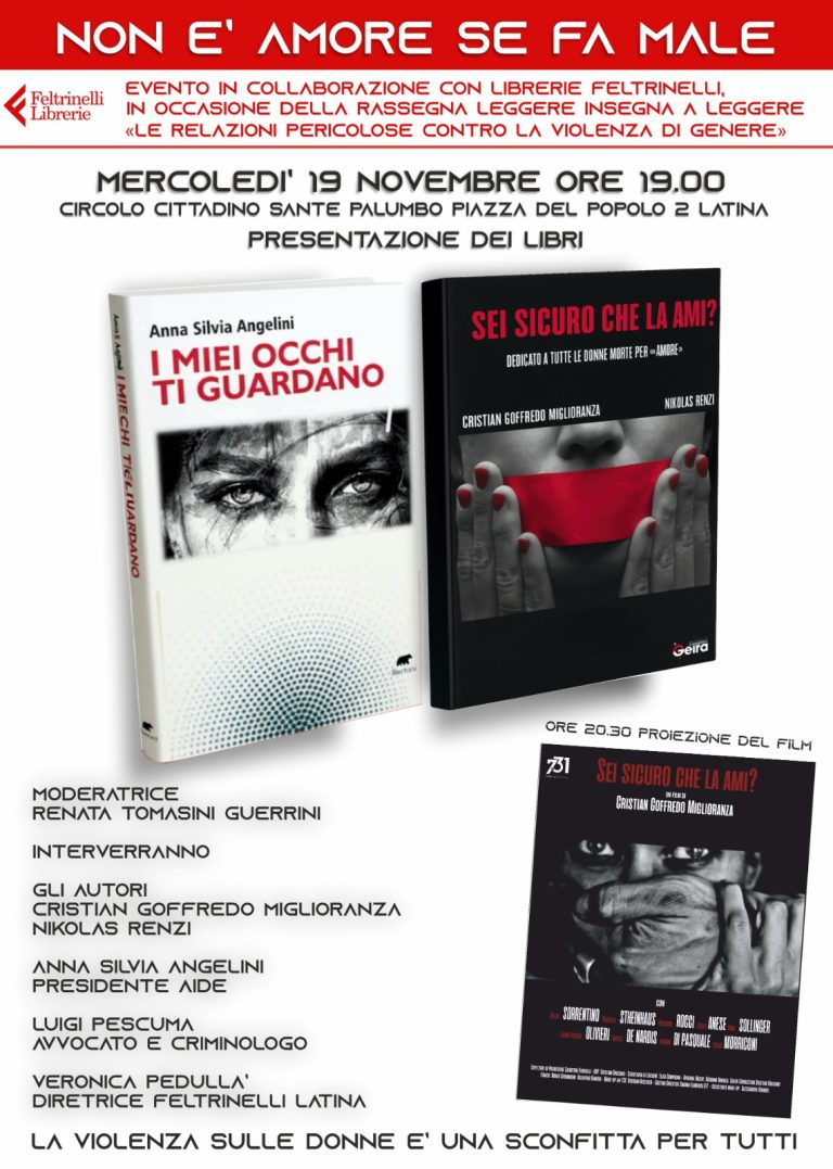 Latina, un evento per dire “basta” alla violenza di genere: libri, cinema e testimonianze al Circolo Cittadino
